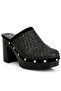 Women Raffia Platform Clogs in Black