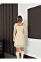 Women's Ecru Midi Length Lined Lace Dress - 7