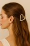 Stone Detailed Heart Shaped Metal Hair Clip 4 cm – Elegant and Sparkling Design - 2