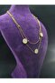 Modern Design Stylish Style Yellow Color Double Chain Steel Necklace with Stones - 7