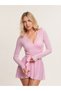 Bubblegum Pink Ballet Wrap Top - Tie-Up Ballerina Yoga Pilates Blouse