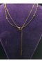 Modern Design Stylish Style Yellow Color Double Chain Steel Necklace with Stones - 4