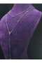 Damla Model Zircon Stone Embroidered Water Drop Dangle Steel Necklace - 7