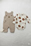 Cotton Teddy Bear Motif Waffle Fabric Baby Boy 3-Piece Romper 3 Months, 6 Months, 9 Months - 4