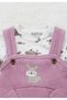 Cotton Rabbit Motif Waffle Fabric Baby Girl Children's 3-Piece Jumpsuit 3 Months, 6 Months, 9 Months - 4