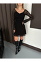 Women's Black Midi Length Lined Lace Dress - 7