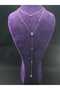 Damla Model Zircon Stone Embroidered Water Drop Dangle Steel Necklace - 2