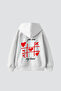 816 Locked Printed Oversized Unisex White Hoodie