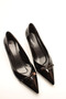 Black Patent Buckled Women's Heeled Shoes
