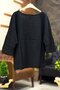 Daisy sequin capri sleeve loose linen blouse - 2