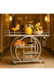 FFD Clear Glass Serving Cart - 3-Tier Rolling Bar Cart (Silver, 100CM)