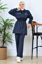 Drawstring Waist Zippered Scuba Suit N5329 Anthracite
