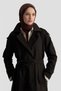 Trend Double Button Detailed Waist Tied Trench Coat Black 25Kt713 - 4