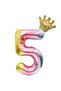 Rainbow Number King Crown Foil Balloon Birthday Party Set Age 5