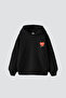 816 Love Printed Oversized Unisex Black Hoodie - 2