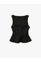 Square Neck Sleeveless Plaid Peplum Blouse - 4