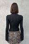 Mock Neck Ruched Detail Spanish Sleeve Slim Fit Knitwear Look Blouse - 8