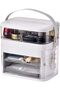 LED Mirror Light Makeup Organizer Box Large-Capacity Makeup Box With Mirror Shelf - 2