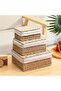 OneDcor Wicker Storage Baskets with Lids – Set of 3 Handwoven Rattan Organizer Boxes with Liners - 2