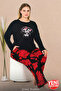 Rose Pattern Soft Pajamas Long Sleeve Plus Size Viscose Fabric Pajama Set 11386 - 3