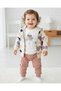 Heart Patterned Hooded Cardigan Baby Girl Tracksuit Set 3-Piece Set 6-9-12-18-24 Months L 100% Cotton