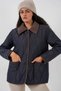 Women's Navy Blue Snap Closure Velvet Detailed Quilted Coat Hzl25W-Bd152261 - 2