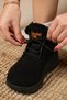 Women's Suede Fur Short Sports Boots Ss001-0478 Black - 4