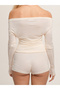 Ivory Cream Bateau Blouse - Boat Neck Blouse - 2