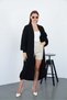 Women's Black Pocket Long Knitwear Cardigan - 3