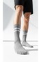 Men's Sports Socks Set of 2 – Cotton, Stretchy, Striped Model (Black Gray) - 6