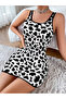 Black and White Leopard Patterned High-Quality Stylish Women's Nightgown Suitable for Daily Use - 3