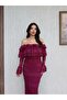 Madonna Neck Ruffle Lace Midi Dress - 2