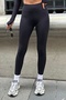 Women's Corded Fabric Modal Fabric Bottom Top Set - High Waist Shaping / Sculpting Leggings & Finger-Through Crop Top - 3