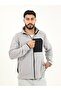 Gray Fleece Jacket with 3 Pockets and Full Zipper Front Detail