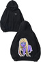 Purple Girl Design Back Printed Black Hooded Sweatshirt