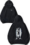 Fish Design Back Printed Black Hooded Sweatshirt