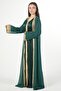 Moroccan embroidered satin kaftan dress with a waist belt - 4