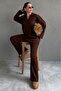Bitter Brown Comfortable Cut Stitching Detail Women's Knitwear Set Mg2584 - 6