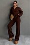 Bitter Brown Comfortable Cut Stitching Detail Women's Knitwear Set Mg2584 - 3