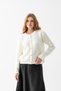 Soft Towel Texture Knitwear Cardigan - Stylish Cardigan Model with Gold Button Detail - Women's Cardigan - 6