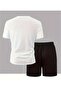 Men's Cotton Owersize Special Printed Tie Waist Shorts Suit - 2
