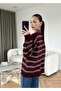 Burgundy - Anthracite Polo Neck Sweater - 241248 - 3