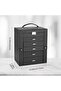Large Jewelry Organizer Box, 6-Layer Storage Case - Black - 4