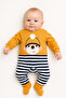 Baby Boy Striped Cotton Romper with Animal Pattern Eye Detail