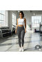 Gray High Waist Lycra Tights with Ribbed Inner Lining