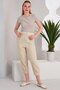 Lace-Up Pocketed Side Stripe Design Linen Trousers Beige Color - 4
