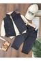 Stretch Fabric Denim (Non-Fiber) Vest Pants with Boston Hat 100% Cotton Sweatshirt 4-Piece Baby Boy Set - 2