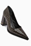 Lucy Brown Crocodile Thick Heeled Shoes Women's Stiletto