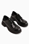 Lilac Black Lace-Up Loafers for Women - 4
