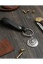 Leather Keychain Premium Black Real Leather Keychain Accessory with Lion Figure